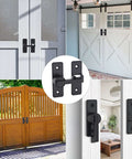 2 Pack Heavy Duty 180 Degree Barn Door Lock Hardware With Thickened Flip Latches, matte black finish on sliding doors and gates