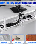 Massive 25 Point 3 Inch Under Desk Cable Management Box Clamp Mounted Cord Organizer Tray installed white no drill