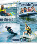 60 Ft Three Rider Tow Rope For Water Sports Durable UV Resistant Pre Stretched Thick Boat Towline used with towable tube, kneeboard, ski.