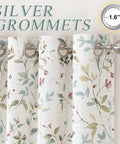 Light Filtering Linen Blend Floral Curtains For Cozy Bedroom And Living Room 38x45 Inches 2 Panels Grommet Drapes With Textured Print For Small Windows 2 Piece Set with silver grommets
