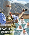 Person fishing wearing grey Balaclava Ski Mask With UPF 30 Plus Sun Protection, Breathable Full Head Face Cover for men