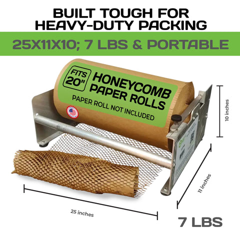 Pro Grade 20 Inch Wide Honeycomb Paper Dispenser Packing Station With Mechanical Expander for smooth shipping moves, 7 lbs portable design.