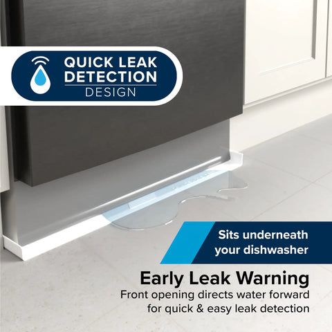 Dishwasher Drain Pan With Front Opening For Quick Leak Detection, Heavy Duty Polymer Floor Protector under dishwasher