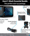 Hero11 Black Waterproof Action Camera With 5.3K60 Ultra HD Video And 27MP Photos Featuring Rock Steady Stabilization and accessories.