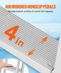 Removable Dock Ladder With 5 Steps And 350 Lbs Load Capacity For Pontoon Boats 4 Inch Wide Nonslip Pedals All Aluminum Design Built For Ship Lake Pool And Marine Boarding, 4in pedal closeup