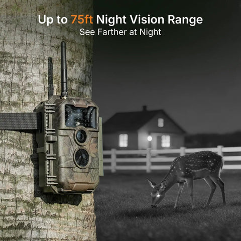 E6 WiFi Trail Camera Non Cellular With External Antenna Stable WiFi On Site App Viewing Grab And Go 64MP 1296P HD No Glow