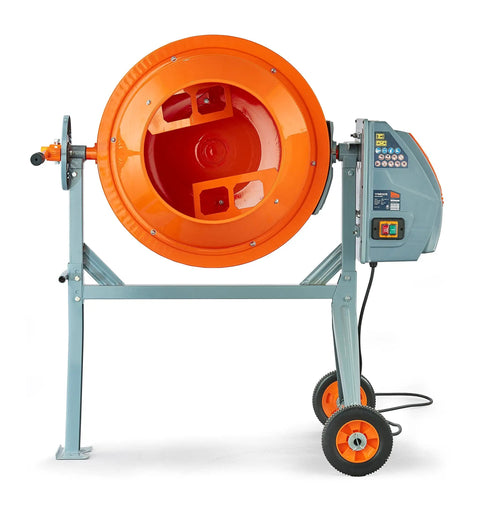 Built Tough 1.6 Cu. Ft. Concrete Mixer With Steel Drum IP45 Washdown Certified Motor and Gearbox Factory Assembled Drive Box