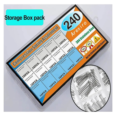 240 Piece Compression Springs Assortment Kit, 15 Sizes, Stainless Steel, The Handy Set For Home And Auto Repairs, 0.39 To 1.18 Inch Length, Durable 304 Stainless, Great For Doors, Cabinets, Tools, And More