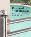 Extra Long 19.5 Inch Swivel Towel Rack With Four Arms, SUS304 Stainless Steel, by poolside showcasing rustproof feature