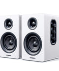 SW208 3 Inch Active Bluetooth 5.0 Bookshelf Speakers Pair With 60 Watt Output Carbon Fiber Drivers Built In 24 Bit DAC White Finish