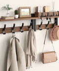 29 Inch Wall Mounted Coat Rack with Swanky Shelf and Heavy Duty Hooks for Entryway Organization Brown Storage Holder for Coats Bags Hats and Mail Hallway Rack that Updates Your Vibe and Maximizes Floor Space with coats and bags.