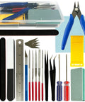 All In One Handy Hobby Model Building Tools Kit With Plastic Case For Beginners, includes precision tools for miniatures