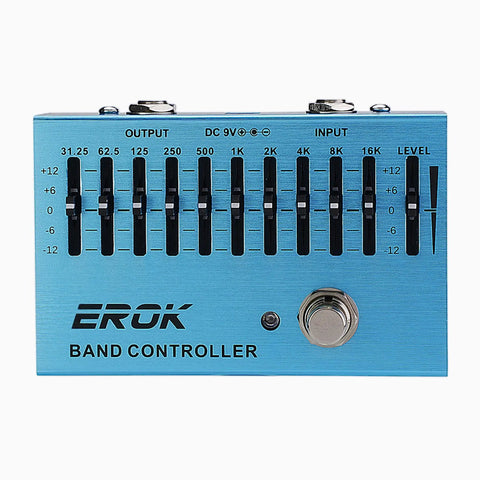 10 Band EQ Pedal For Electric Guitar And Bass With Independent Per Band Gain From 31.25 Hz To 16 kHz Up To 12 Decibels Boost Or Cut
