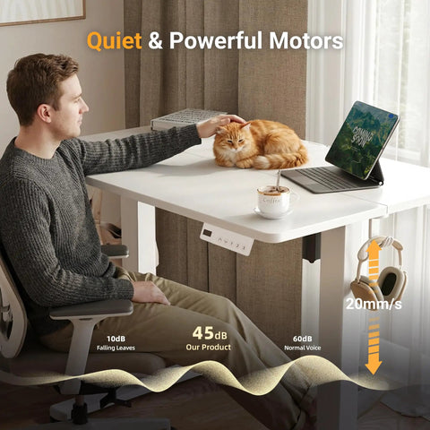 Electric Standing Desk With Three Memory Presets, 40 By 24 Inch Sit To Stand Desk, quiet motor in home office setup