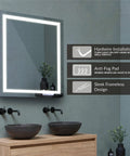 LED Bathroom Mirror With Anti Fog, Wall Mounted, 24x30 Inches, Horizontal Or Vertical Orientation, 5000K Daylight White Light