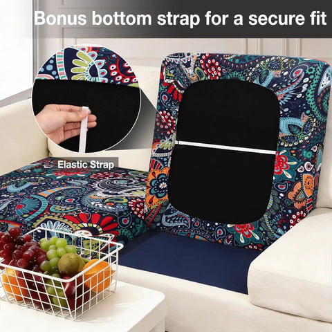Outdoor Patio Cushion Covers 8 Pack Stretch Slipcovers For Sofa Cushions, Washable With Elastic Bottom, Paisley Pattern