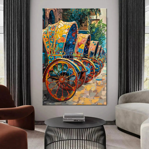 Fresh Bangladesh Rickshaw Wall Art Bringing Vibrant Bengali Folk Canvas Prints Framed 24 By 36 Inch Ready To Hang in living room.