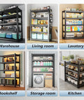 Heavy Duty 5 Tier Metal Garage Shelving Unit, 36 Inch Wide, 16 Inch Deep Steel Storage Racks, Adjustable Shelves, Built To Hold Up To 2500 Lbs, Ideal For Garage, Workshop, Pantry, Kitchen, And Warehouse, Black in warehouse, kitchen, and living room