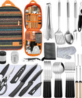 All In One 31 Piece Camping Utensils Set For Outdoor Cooking And Grilling Ready To Go Camp Kitchen Gear for RVs and road trips