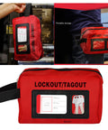 Beefy Heavy Duty Portable Tool Bag for Lockout Equipment with ergonomic handle and large capacity, shown in storage mode.