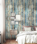 Blue Distressed Wood Grain Contact Paper Peel And Stick Self Adhesive Wallpaper For Cabinets Waterproof Removable Wood Look Finish 15.7 By 236 Inches Navy Blue Beachy Rustic Style