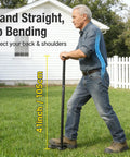Person using Step Through Lawn Aerator Tool With Full Foot Pedal For Joint Friendly Ergonomic Leg Power in garden