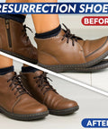 Clear Shoe Glue Sole Repair Kit For Boots And Sneakers, before and after repair using waterproof adhesive with microtips.