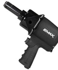 One Inch Drive Air Impact Wrench Packs Ball Bearings And Aluminum Body Pumping Kick Ass Twisting Force Up To 1500 Foot Pounds At 4200 Rpm Geared To Shatter Rusted Studs Quick Without Folding For Mechanics Wanting Rock Solid Shop Power, EMAX brand.