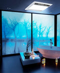 Modern bathroom with Ultra Quiet Bathroom Exhaust Fan With 15W LED Light, 1.0 Sones, 110 CFM Ventilation installed on ceiling.