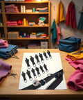 12 Pack Black Zipper Pulls Replacement Kit displayed on a table in a sewing room setting for universal zip slider teeth zippers.