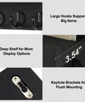 Details of Wall Mounted Key Holder With Shelf And Large Hooks For Keys Bags Coats Umbrellas And Mail Paulownia Wood Entryway Organizer