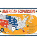 American Expansion map poster, featuring regions of the USA, 5 Poster Set On American Expansion In US History For Classrooms