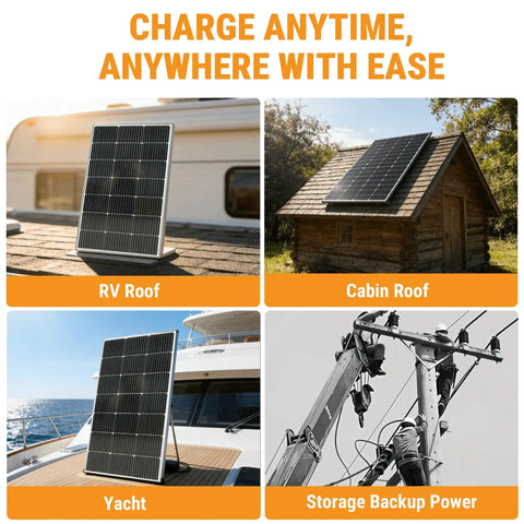 100W 12V Monocrystalline Solar Panel With 9 Busbars on RV, cabin, yacht, and power line