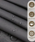 Close-up of the Waterproof Sun Shade Sail 8 By 10 Foot Dark Grey Canopy With Curved Edges, showcasing water droplets on the fabric.