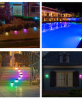 Solar Pool Side Lights 4 Pack Color Changing Waterproof LED Deck Lights For Stairs Fence Yard Patio Pathway Night Illumination