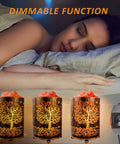 Himalayan Salt Rock Lamp With Dimmer Tree Of Life Salt Basket Desk Light Retro Crystal Night Light for cozy sleeping ambiance.