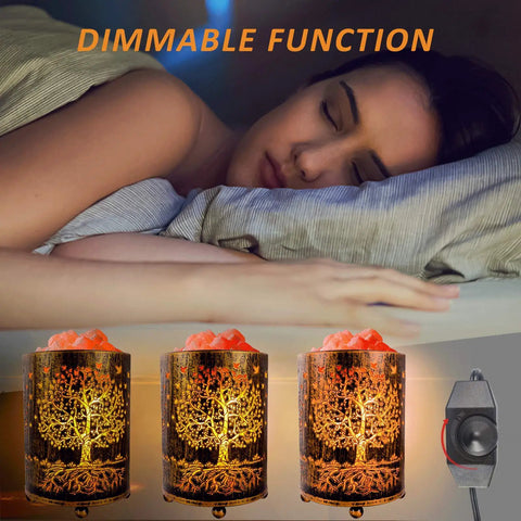 Himalayan Salt Rock Lamp With Dimmer Tree Of Life Salt Basket Desk Light Retro Crystal Night Light for cozy sleeping ambiance.
