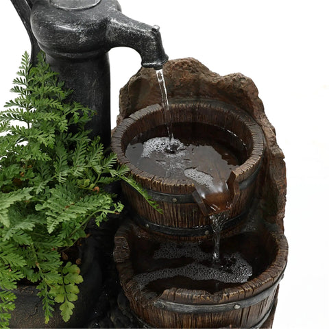 Outdoor Cascading Water Fountain With Pump Included For A Chill Backyard Oasis, Durable Polyresin And Fiberglass Garden Feature