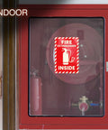 Fire Extinguisher Inside Sticker 4x6 Inch Reflective High Visibility Engineer Grade Vinyl Safety Label on glass cabinet