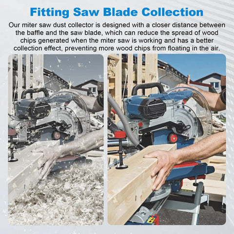 Side view of Five In One Miter Saw Dust Collector Attachment With Improved Port Delivers Pro Grade Dust Capture For Bosch 12 Inch Glide GCM12SD Saws In Home Shops And Garages
