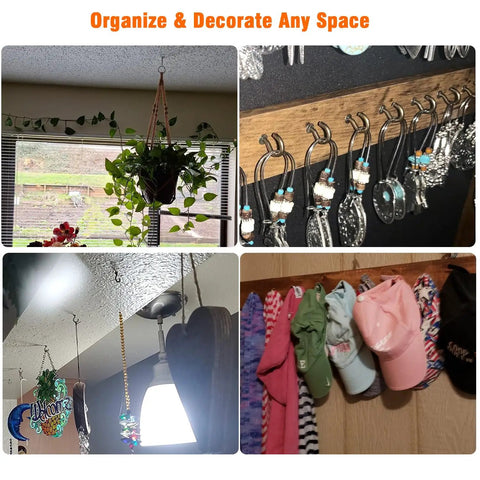 Half Inch Small Screw Hooks Set 120 Pcs Rust Resistant Coated Steel Mini Twist In Hooks for hanging plants, ornaments, jewelry, hats.