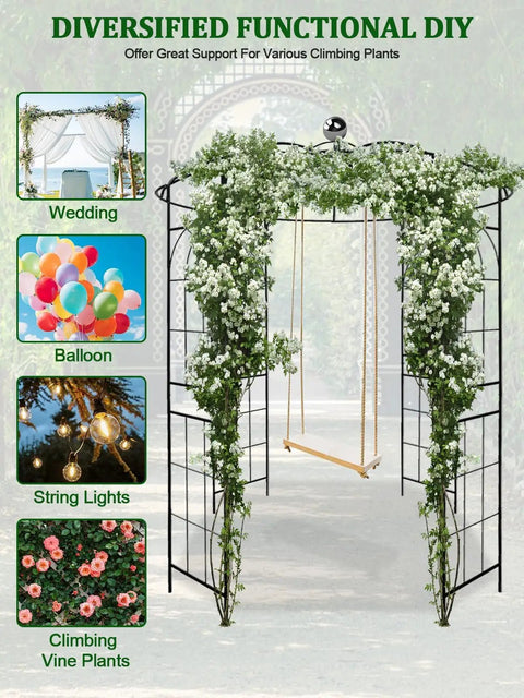Heavy Duty Garden Pergola Trellis And Wedding Arbor Metal Gazebo Arch For Outdoor Climbing Plants, Backyard Patio Decor