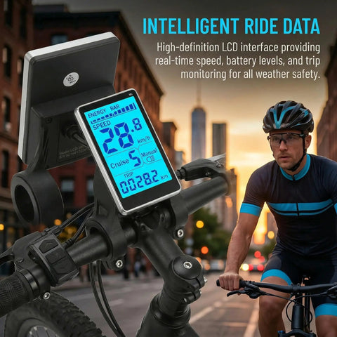 M5 LCD Display For E Bikes And Electric Scooters, Waterproof 6 Pin Connector, Universal 24V 60V Voltage, Rugged ABS Replacement Panel, Plug And Play Retrofit For Easy Upgrades And Clean Readouts