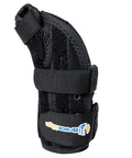 Kid Sized Thumb Spica Wrist Splint For Sprains And Tendonitis, Left Wrist Immobilizer For 3 To 5 Inch Circ, shown in black with secure straps