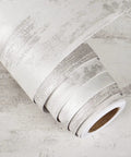 36 By 200 Inch Thick Textured White Concrete Wallpaper Peel And Stick Matte Self Adhesive Cement Look Rolled on Surface