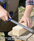 Solid Wood Rasp File Set Including Flat Half Round And Round Tool Heads For Tackling Every Kickass Carving Job in use on wood.