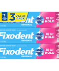 Complete Original Denture Adhesive Cream For All Day Hold And Comfort, 2.4 Oz, 3 Pack, Seals Out Food Between Dentures And Gums