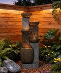 51.4 Inch Outdoor Water Fountain With Five Tier Showstopper Cascading Water Feature For Garden Patio Backyard Deck Porch And Home Art Decor With Lights And Pump Included