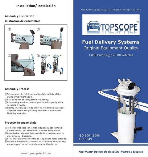 Assembly illustration and process of Drop In Fuel Pump Assembly For Chevy GMC CK Series 1500 2500 3500 1996 1997