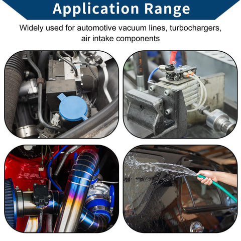 Applications using High Temp Silicone Vacuum Hose For Cars And Trucks Heavy Duty Vacuum Line 0.5 Inch ID 3mm Wall Thickness 3.3 Ft Length Black 130 PSI Max Durable Automotive Silicone Tubing in vehicles.